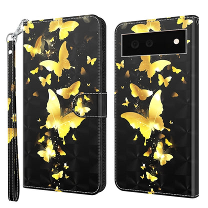 Black phone wallet case with gold butterfly pattern, folio cover and wrist strap.