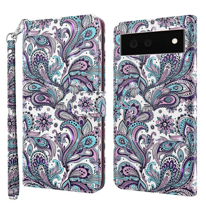 Phone case with teal purple paisley print, showing front camera cutout and wrist strap
