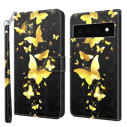 Black phone wallet case with gold butterfly pattern, folio cover and wrist strap view.