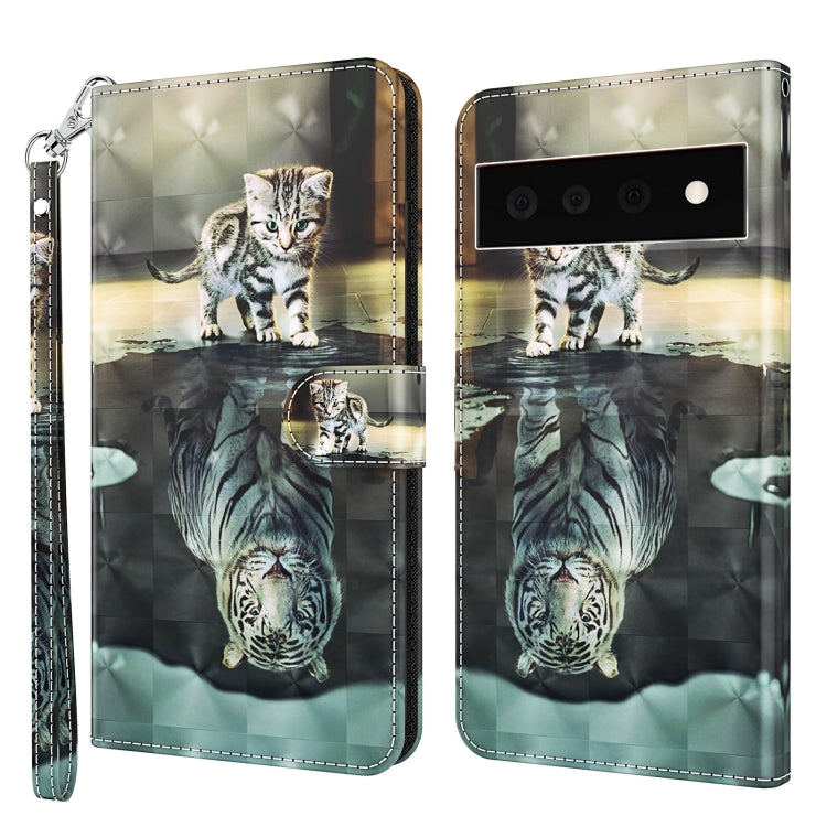 Printed TPU leather folio phone case with wrist strap; cat/tiger artwork on front and back.