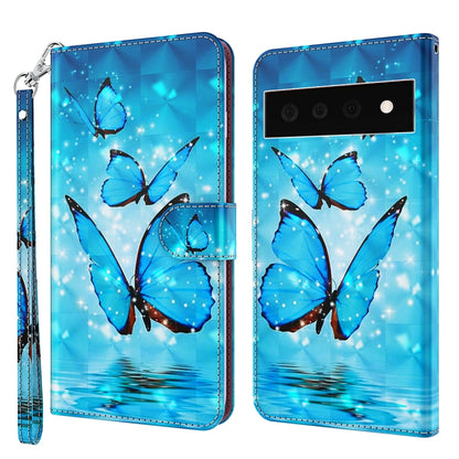 Flip phone case, blue butterfly scene with glitter, TPU/PU leather and wrist strap