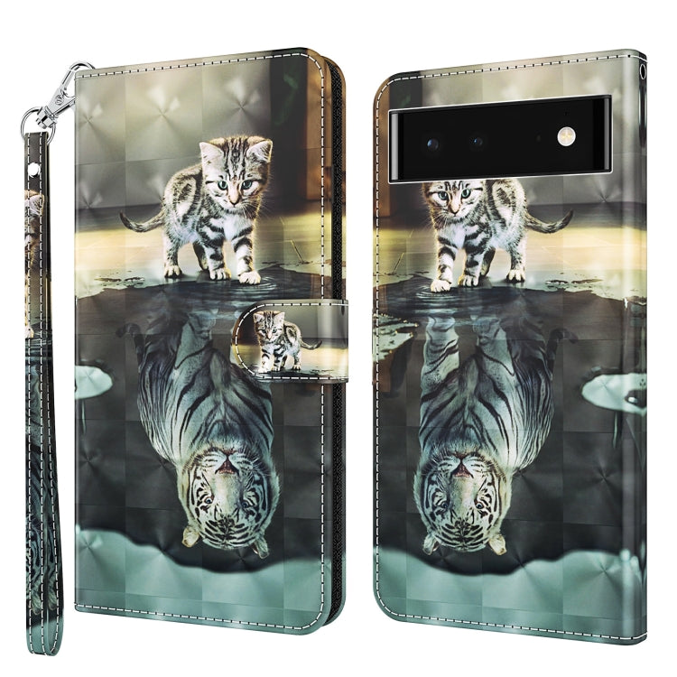 Printed TPU leather folio phone case with wrist strap; cat/tiger artwork and camera cutout.