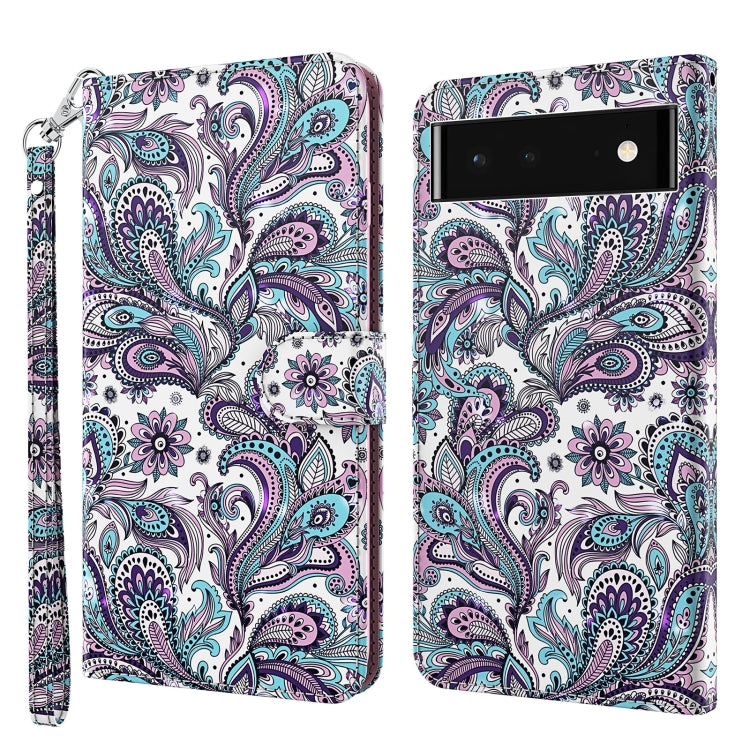 Phone case front view with teal purple floral paisley print and camera cutout