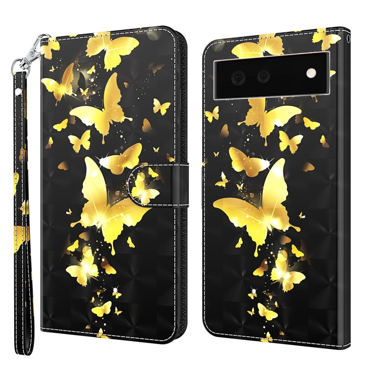 Black phone case with yellow butterfly 3D painting pattern, camera cutout and side strap
