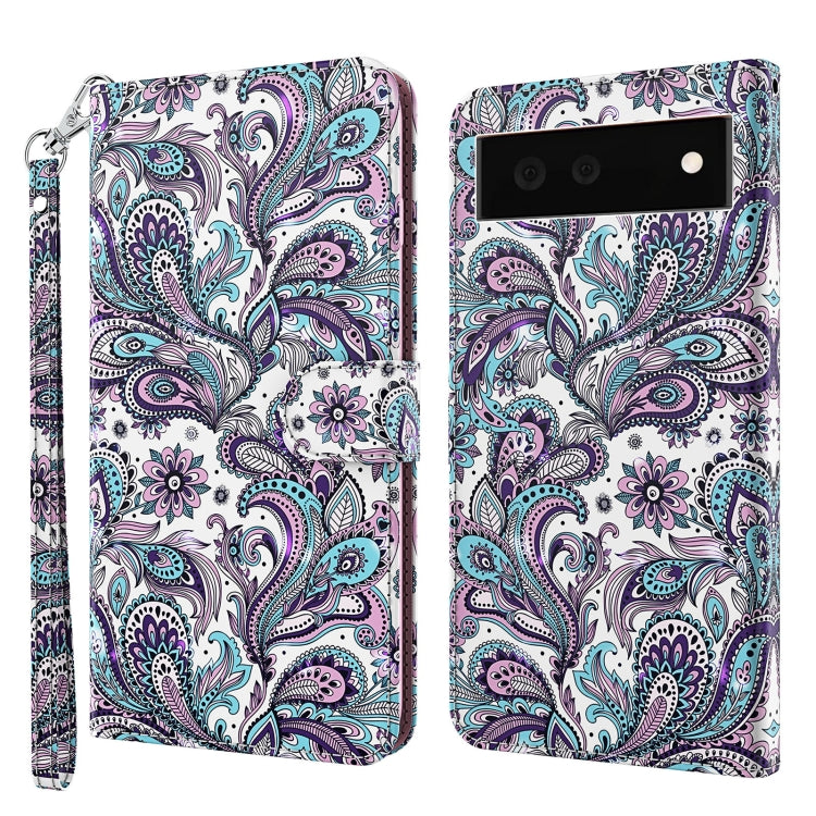 Phone case front and back view with teal purple paisley bird floral pattern