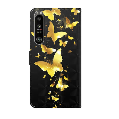 Black phone case with yellow butterfly 3D pattern, dual camera cutout on front
