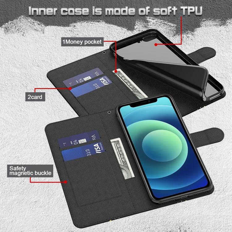 Black TPU wallet phone case interior with card slots and magnetic buckle closure