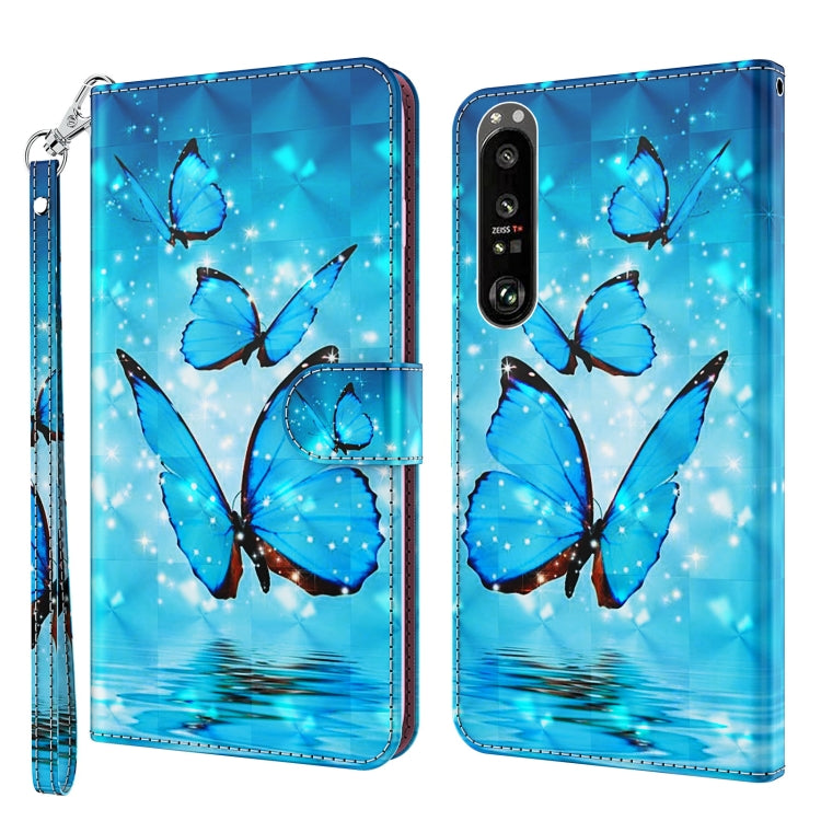 Butterfly night-sky wallet phone case with strap; blue with butterfly artwork