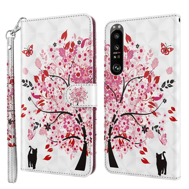 White phone case with red blossom tree pattern, black cat silhouettes, camera cutouts