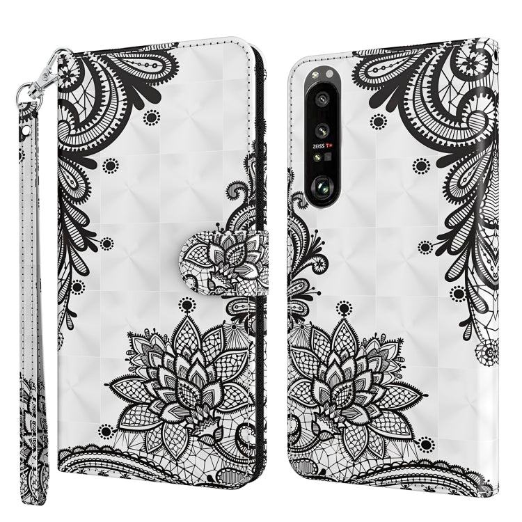 Faux leather phone case with black floral mandala print and wrist strap