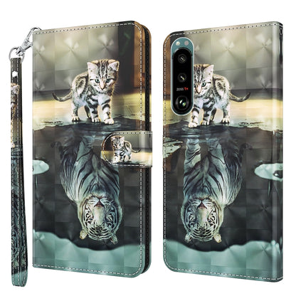 Phone case with tabby cat graphic, leather-look finish, wrist strap, dual camera cutout