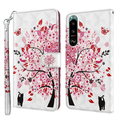 Cat and floral tree wallet phone case with strap; white with red/pink artwork