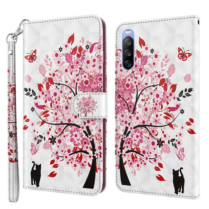 Cat and floral tree wallet phone case with strap; white with red/pink artwork