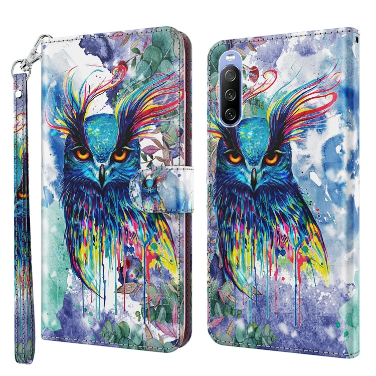 Colorful owl watercolor folio phone case with wrist strap, TPU+PU leather