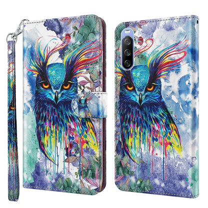Colorful owl watercolor folio phone case with wrist strap, TPU+PU leather