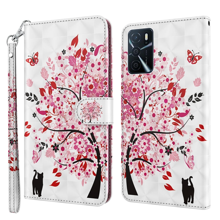 Cat and floral tree wallet phone case with strap; white with red/pink artwork