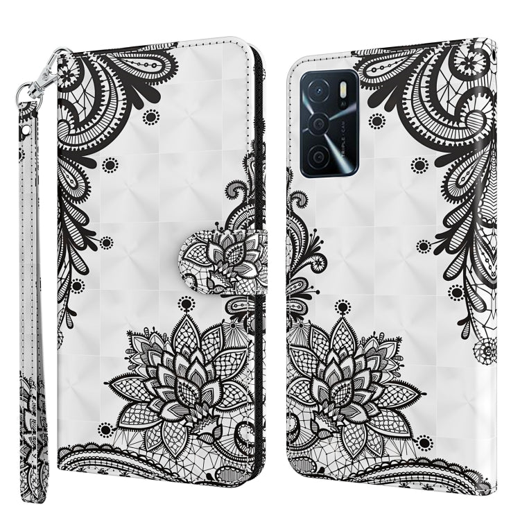 Faux leather phone case with black floral mandala print and wrist strap