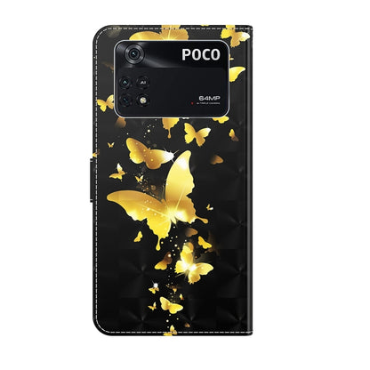 Black phone case with gold butterfly 3D painting pattern, visible camera cutouts on back.