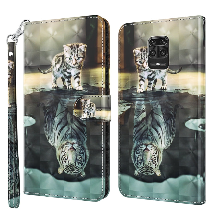 Printed phone wallet case with wrist strap, cat and mirror reflection pattern in grayscale