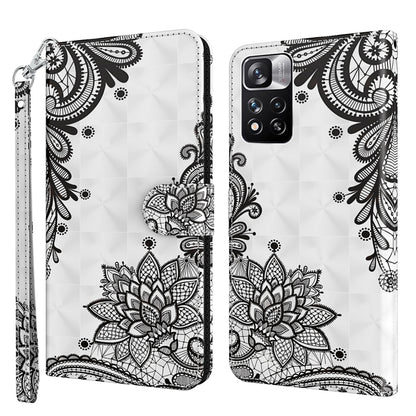 White phone case with black floral mandala pattern and wrist strap, flip cover