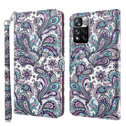 Paisley patterned folio phone case with wrist strap, purple and teal bird motifs.