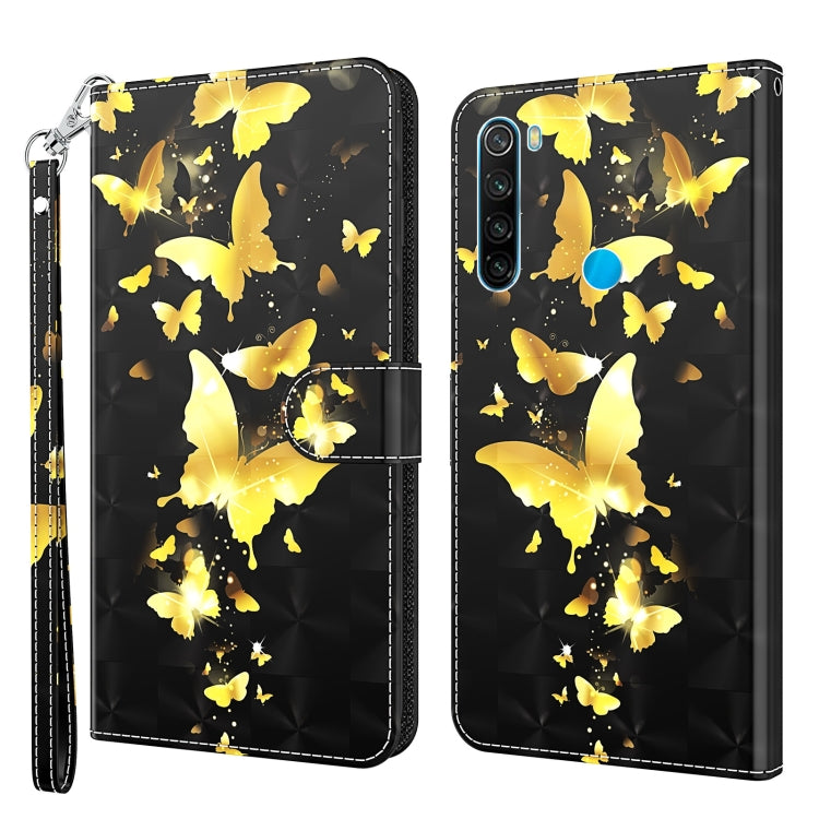 Butterfly scatter patterned folio phone case with wrist strap, yellow butterflies on black.