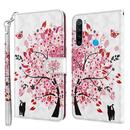 Floral tree phone case with red and pink leaves, black cat silhouettes, fold wallet style