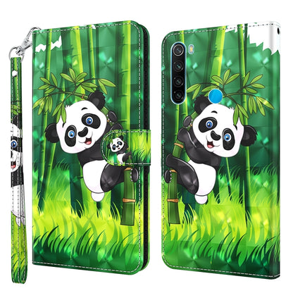Green panda and bamboo phone case with cartoon pandas, wallet-style flap and wrist strap