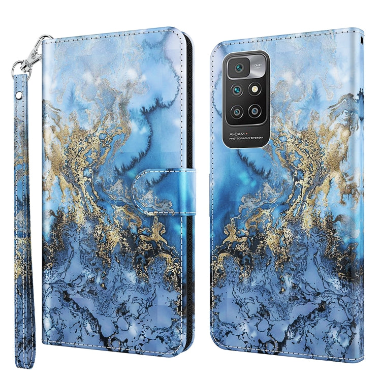 Blue and gold abstract landscape phone case with branching patterns, wallet-style flap