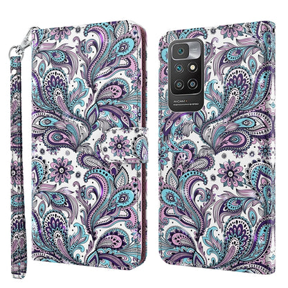 Folio phone case with wrist strap, purple and teal paisley pattern.