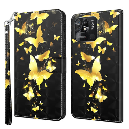 Folio phone case with wrist strap, yellow butterflies on black background.