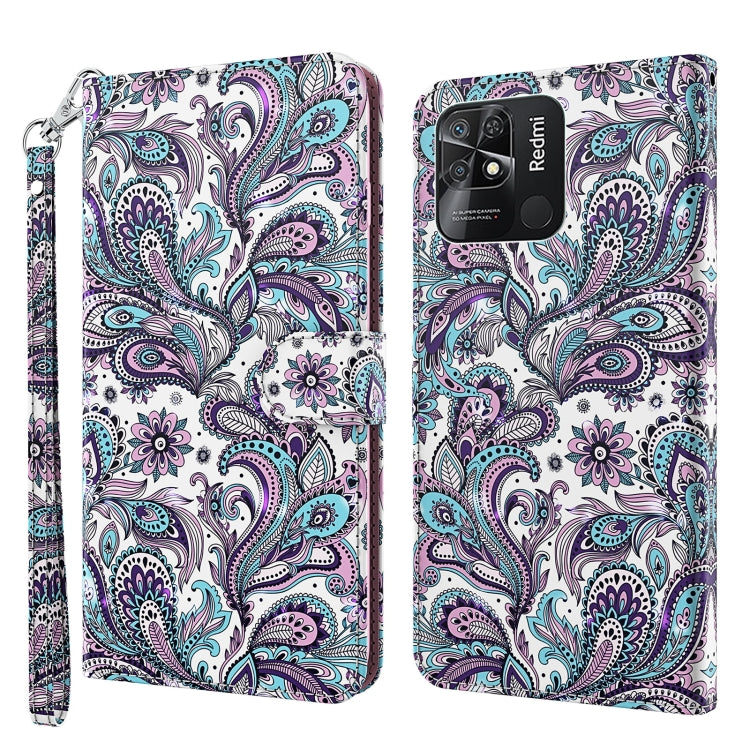 Paisley bird phone case with wrist strap, faux-leather wallet style and magnetic flap