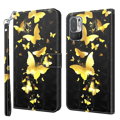 Black folio phone case with gold butterfly pattern, magnetic strap and wrist lanyard