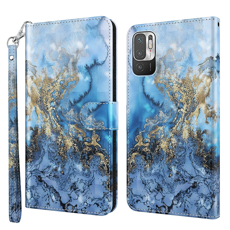 Blue watercolor folio phone case with golden floral swirl and magnetic strap
