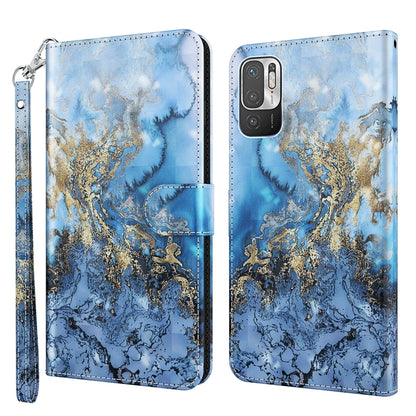Blue watercolor folio phone case with golden floral swirl and magnetic strap