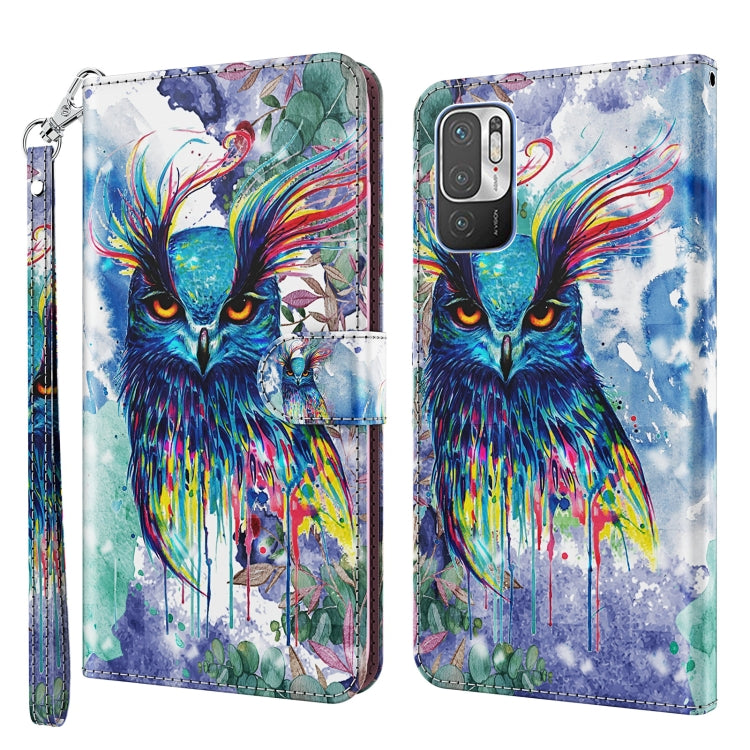 Watercolor owl phone case with wrist strap; blue, rainbow colors and splatter