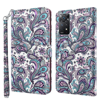3D painting pattern TPU PU leather phone case with teal and purple bird and floral design