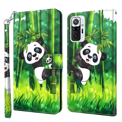 Flip phone case with wrist strap, green bamboo scene with pandas cartoon art