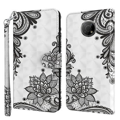 White phone case with black lotus mandala pattern and decorative side details