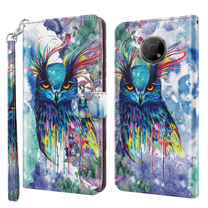 Colorful watercolor owl phone case with blue-green splatter and camera cutout