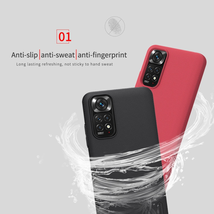 NILLKIN frosted PC phone case with anti-slip grip, red and black textured shells