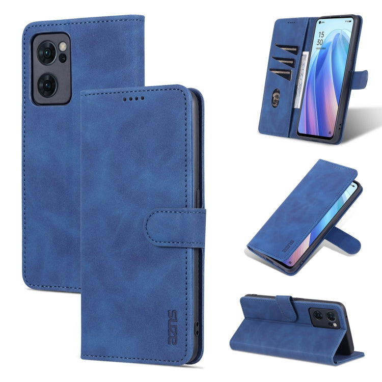 Blue flip leather phone case with calf texture, magnetic folio stand