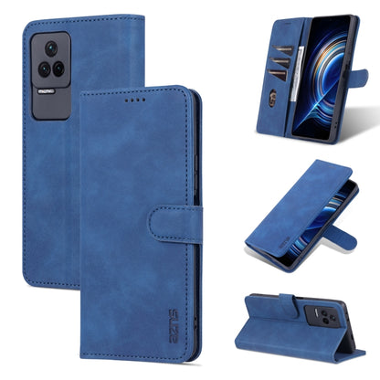 Blue flip leather phone case with front cover and folding kickstand