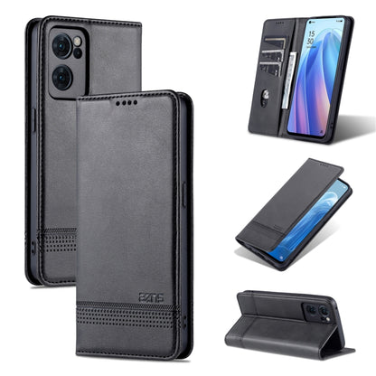 Dark gray/black magnetic flip phone case with textured leather-look finish