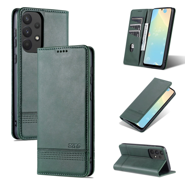 Magnetic flip leather phone case, dark green, calf texture with magnetic closure, stand