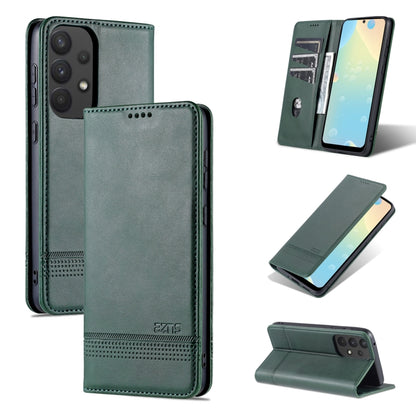 Magnetic flip leather phone case, dark green, calf texture with magnetic closure, stand