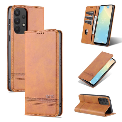 Magnetic flip leather phone case, light brown, calf texture with magnetic closure, stand