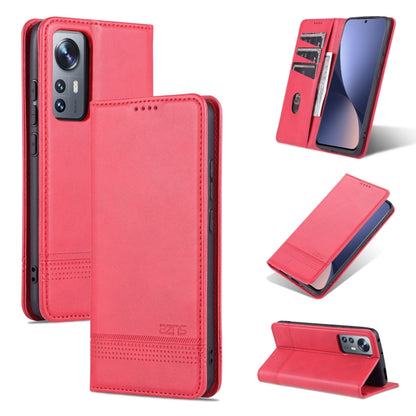 Magnetic flip leather phone case, red, calf texture with magnetic closure, stand