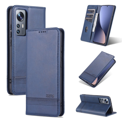 Magnetic flip leather phone case, dark blue, calf texture with magnetic closure, stand