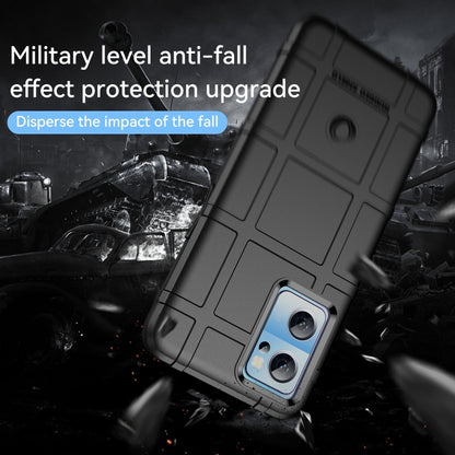 Black rugged TPU phone case angled with shockproof bumper around dual camera
